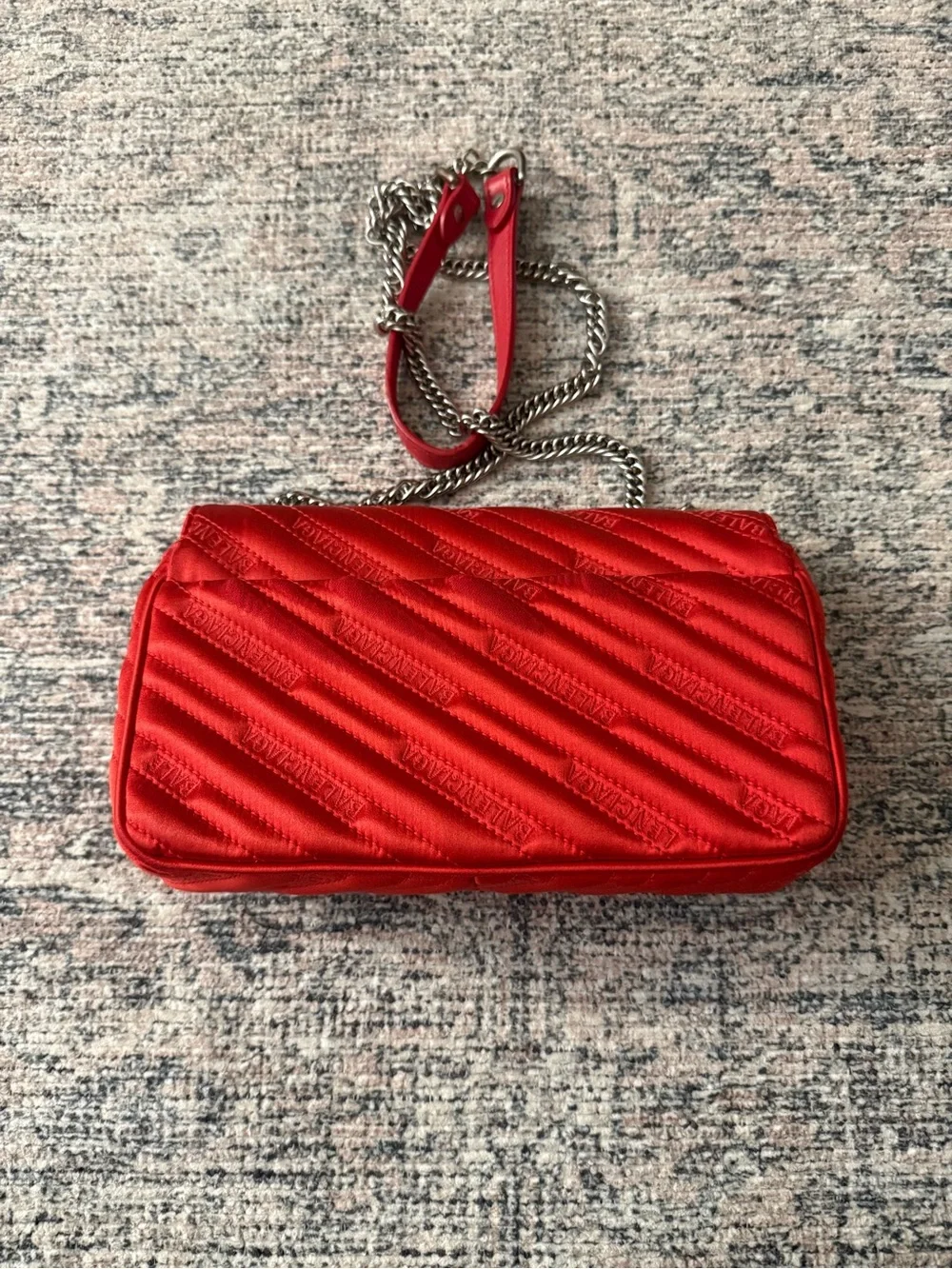 Balenciaga Red Quilted BB Chain Crossbody Bag